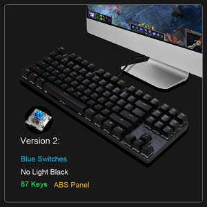 Metoo Mechanical Keyboard 87/104 Anti-ghosting Luminous Blue Black Switch LED Backlit wired Gaming Keyboard Russian stickers
