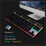 Metoo Mechanical Keyboard 87/104 Anti-ghosting Luminous Blue Black Switch LED Backlit wired Gaming Keyboard Russian stickers