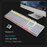 Metoo Mechanical Keyboard 87/104 Anti-ghosting Luminous Blue Black Switch LED Backlit wired Gaming Keyboard Russian stickers