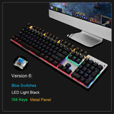 Metoo Mechanical Keyboard 87/104 Anti-ghosting Luminous Blue Black Switch LED Backlit wired Gaming Keyboard Russian stickers