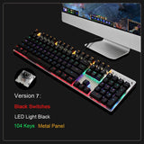 Metoo Mechanical Keyboard 87/104 Anti-ghosting Luminous Blue Black Switch LED Backlit wired Gaming Keyboard Russian stickers
