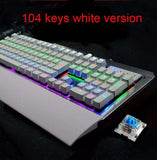 Pro Mechanical Keyboard with Wired USB Port Blue Switch Metal Panel LED Teclado Gamer Keyboard Anti-ghosting Russian Sticker
