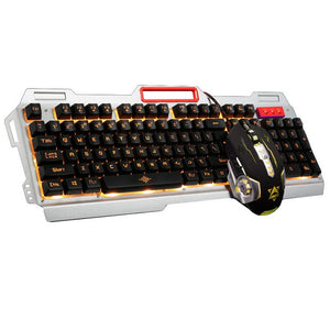 Rainbow or Yellow LED Backlight Pro Gaming Keyboard Mouse Combos USB Wired Full Key 3200 dpi Pro Gaming Mouse