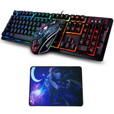 K-13 Usb Wired Rainbow Backlit illuminated Multimedia Ergonomic Gaming Keyboard + 2400DPI Pro Gaming Mouse Sets + Mouse Pad Gift