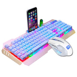 Cool Wired Gaming Keyboard 104 Key Backlit Keyboards Mouse Combo Metal Gamer Keyboard Russian Stickers For PC Desktop