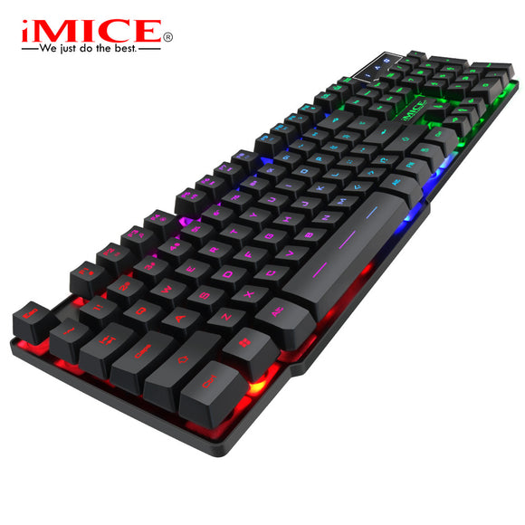 iMice Gaming Keyboard with Backlight 104 Key Gamer Keyboard Mechanical Feel Game Backlit Keyboards with RU Sticker for PC Laptop