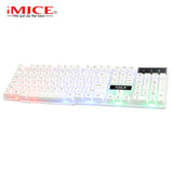 iMice Gaming Keyboard with Backlight 104 Key Gamer Keyboard Mechanical Feel Game Backlit Keyboards with RU Sticker for PC Laptop