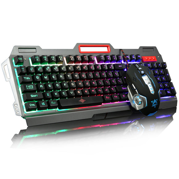 High Quality Rainbow or Yellow LED Backlight Pro Gaming Keyboard Mouse Combos USB Wired Full Key 3200 dpi Pro Gaming Mouse