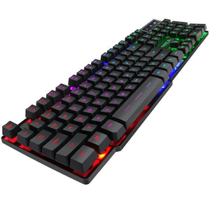 New iMice Gaming Keyboard 104 Keycaps RGB Backlit Mechanical Feeling Keyboard Game Keyboards with RU Sticker for PC Laptop